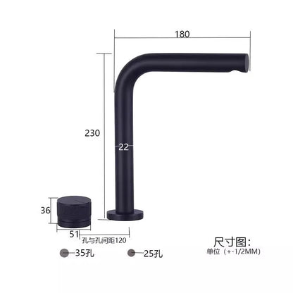 Brushed Rose Gold Basin Faucet Two Holes Gun