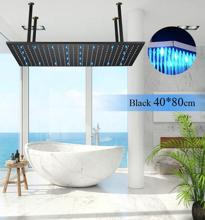 Large Rainfall Shower Faucet Ceiling Installation Bathroom