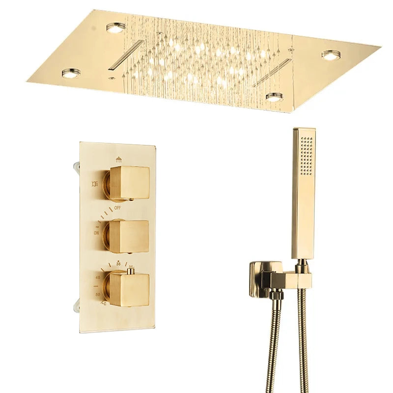 Luxury Bathroom Shower Faucet Led Rainfall/Waterfall Shower Head