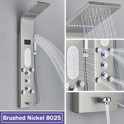 Led Light Shower Faucet Bathroom Waterfall Rain Black