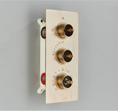 Brushed Gold Thermostatic Shower Mixer Valve Brass 3-Ways