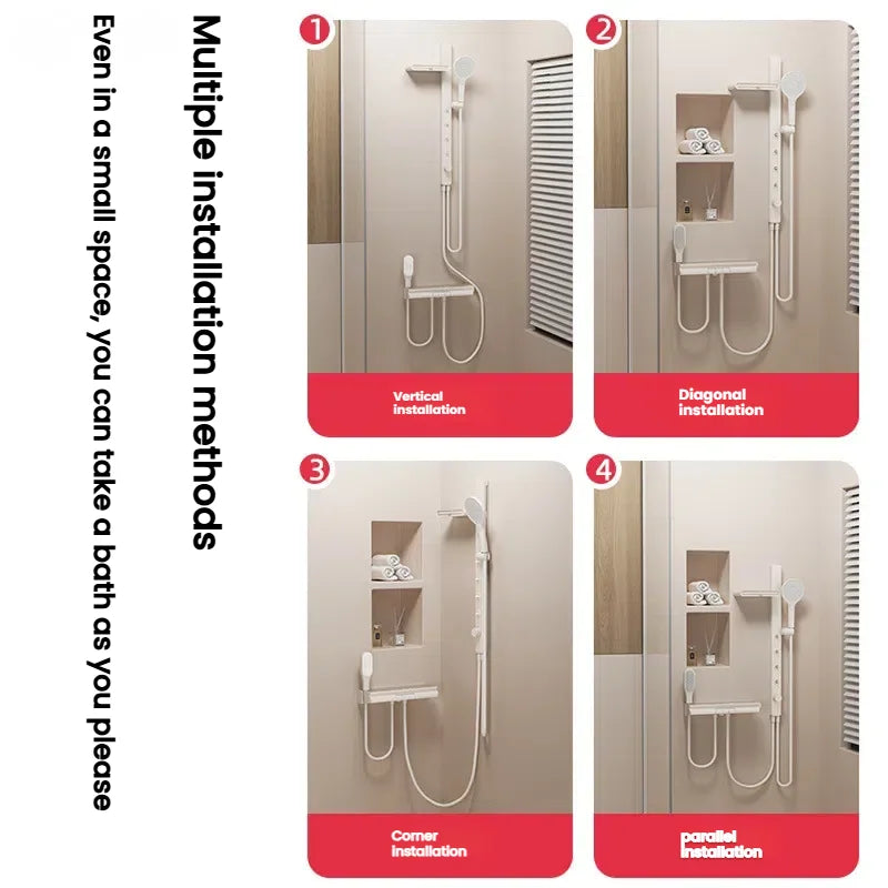 Gun Grey Bathroom Shower System Shoulder Waist Spouts