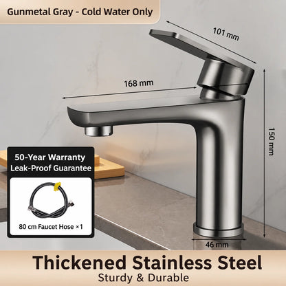 304 Stainless Steel Bathroom Sink Faucet Cold Mixer