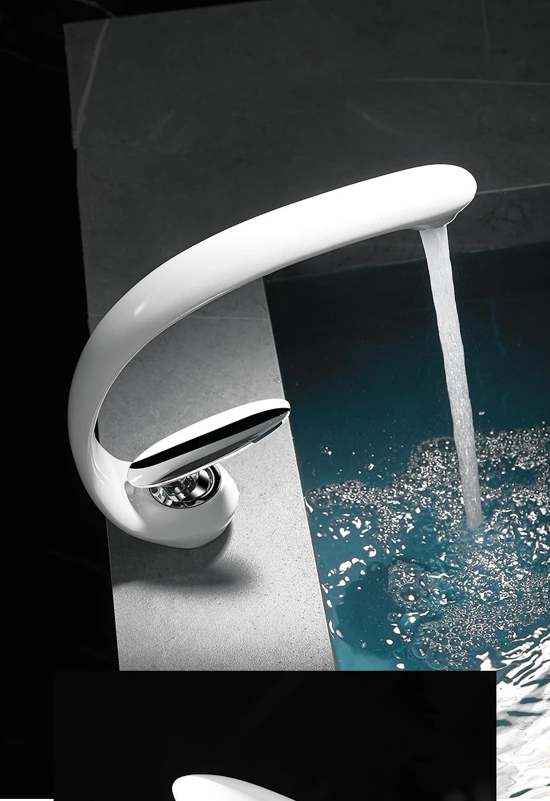 Creative Bathroom Sink Faucet Tap White Brass Wash