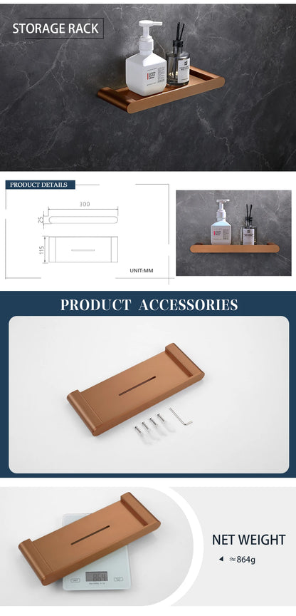 Brushed Rose Gold Toilet Paper Holder Towel Bar