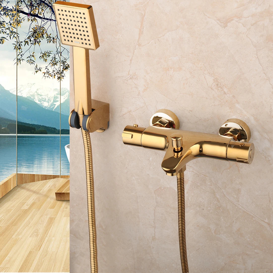 Kemaidi Golden Bathtub Faucets Thermostatic Mixer Faucet Constant