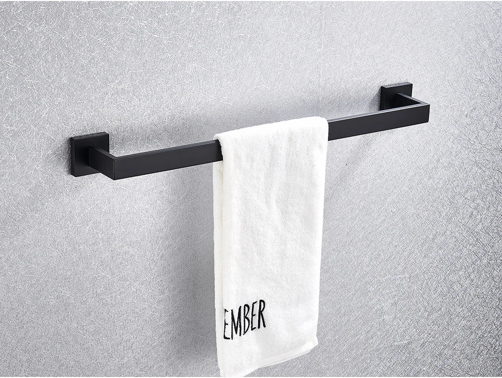 Bathroom Hardware Black Robe Hook Towel Rail Bar