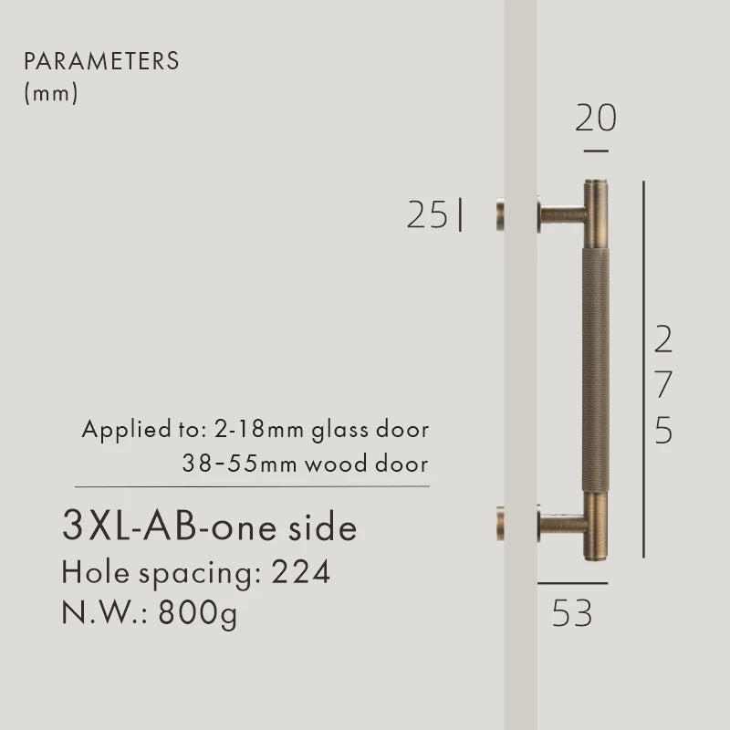 Dooroom Antique Brass Door Double Sided Knurled Pull