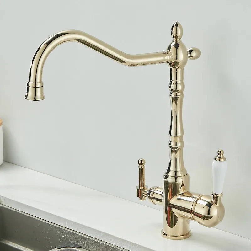 Antique Waterfilter Tap Faucet Gold Mixer Drinking Purify