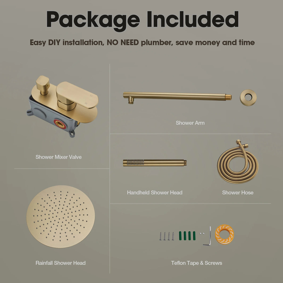 Solid Brass Bathroom Shower Rianfall Shower Head Shower