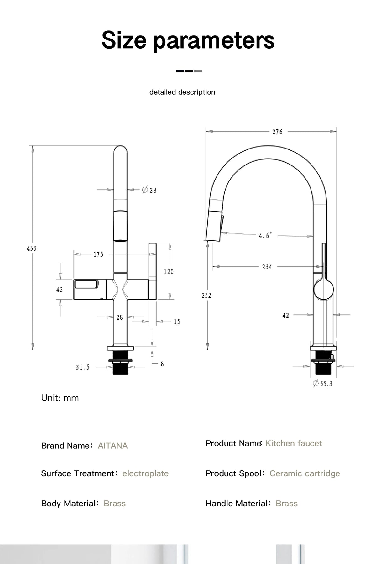 Light Luxury Gun Gray Brass Faucet Digital Display