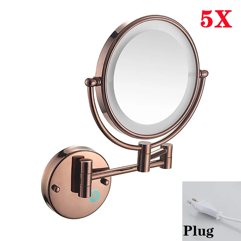 Brushed Gold Led Folding Touch Bathroom Mirrors Of