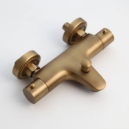 Zappo Antique Brass Bathroom Thermostatic Shower W/ Rainfall