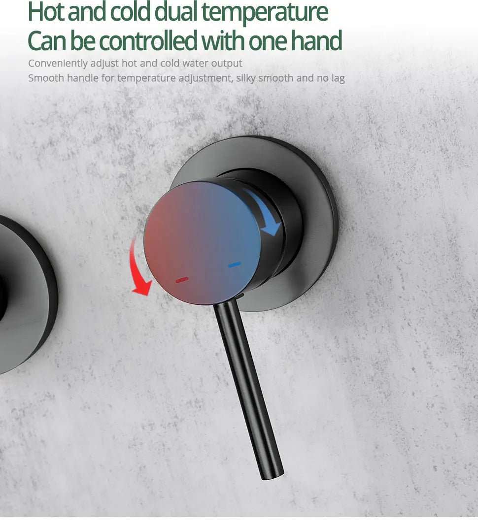 Gunmetal Shower Faucet 8-16 Wall Mounted Concealed Control
