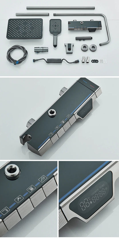 Rozin Gray Bathroom Shower Faucet Smart Digital Display