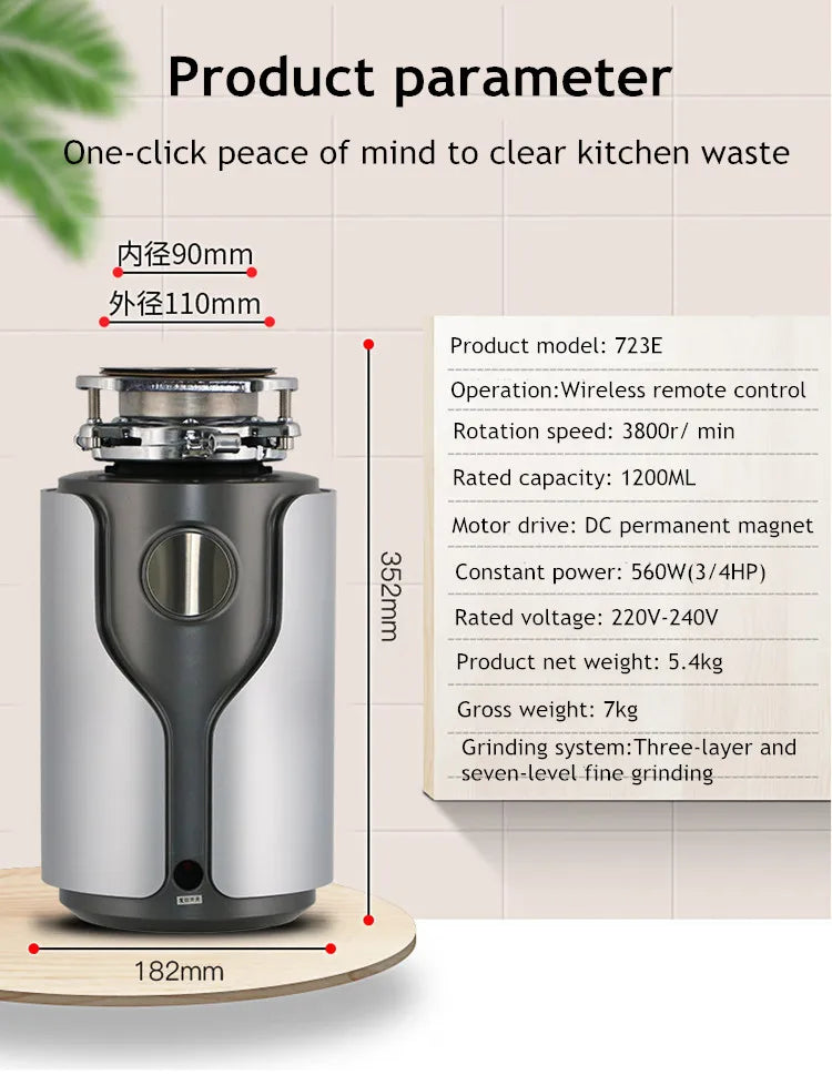 Super Quiet Sink Garbage Disposal Food Waste Disposer
