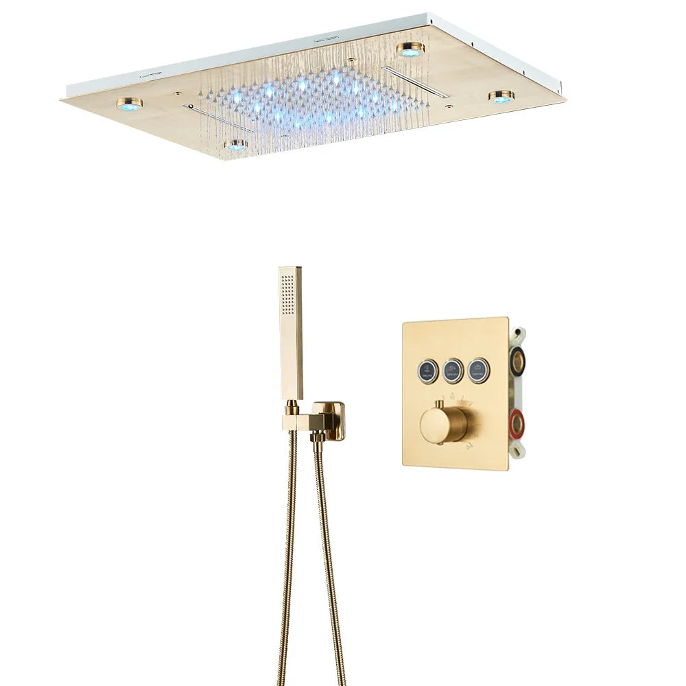 Ceiling Led Rainfal Shower Head Smart Remote Control