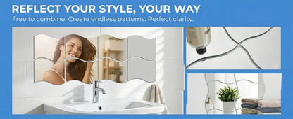 6pcs Silver Wall Mirror Sticker Waterproof Acrylic 3d