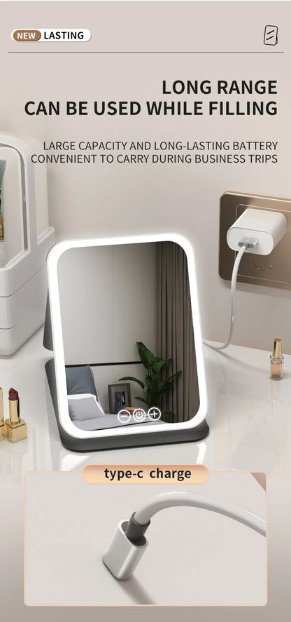 Led Lighted Makeup Mirror Foldable Rechargeable - Compact