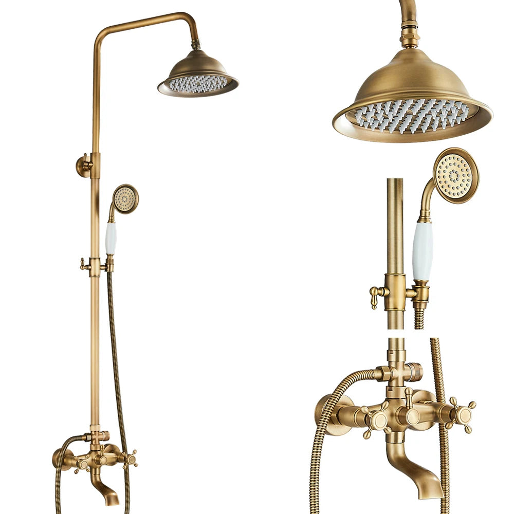 Antique Brass Bathroom Shower Faucet Bath Shower Mixer