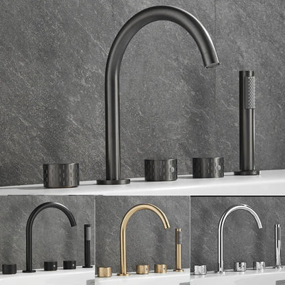 Gray Luxury Brass Deck-Mounted 5-Holes Bathroom Bath Tub