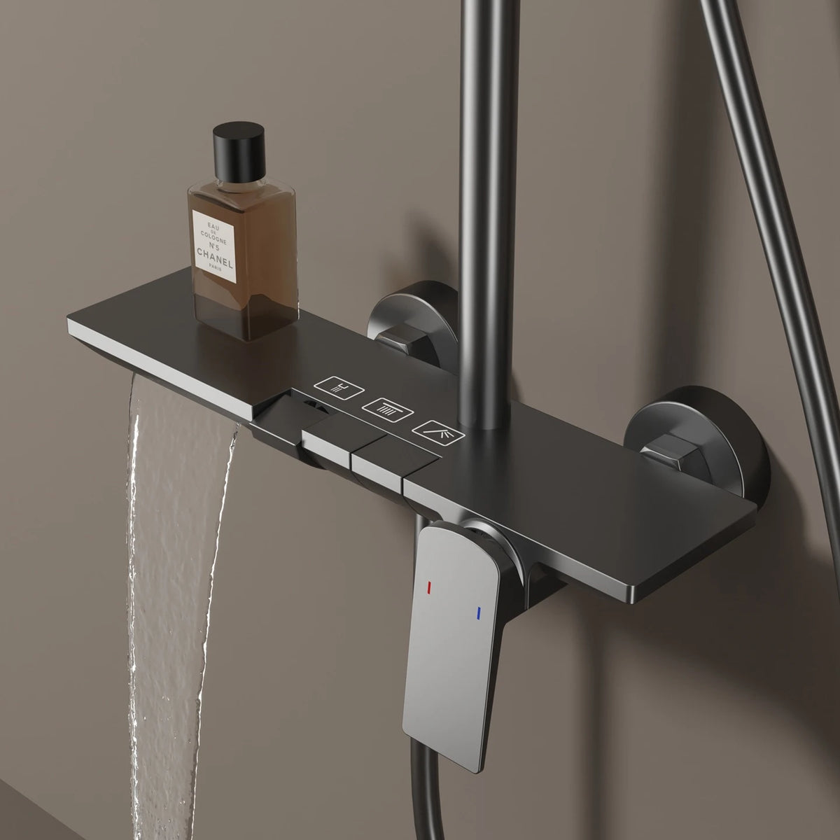 Brushed Gold Piano Bathroom Shower System Faucet 12