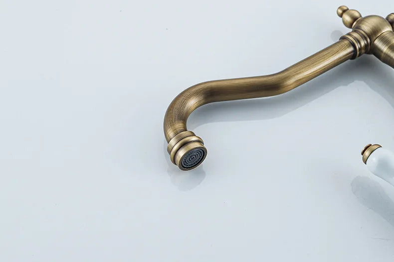 Brass Faucet Ceramic Handle Deck Mount Bathroom Basin