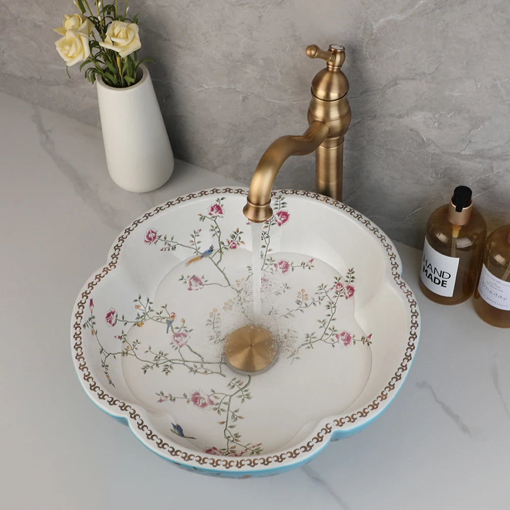 Zappo Above Counter Ceramic Vessel Sink Bathroom Round