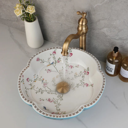 Zappo Above Counter Ceramic Vessel Sink Bathroom Round