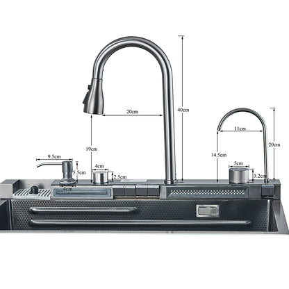 304 Stainless Steel Waterfall Sink Digital Display Large