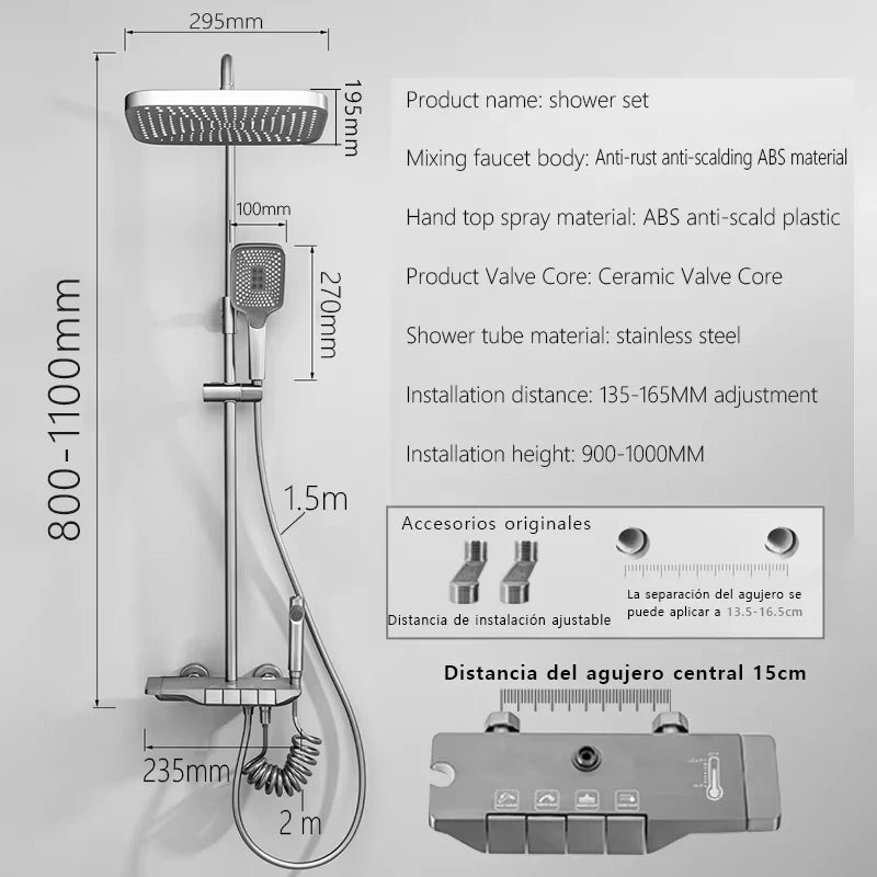 Gray Bathroom Shower Piano Key Abs Anti-Rust Shower