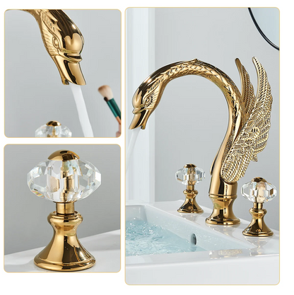 Golden Bathroom Faucet Swan/Bird Shape Basin Faucet Tap