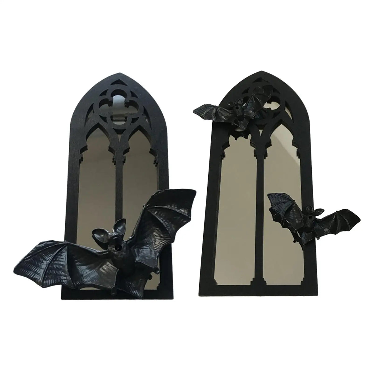 Gothic Arch Mirror Bat Wall Mirror Wood Accent