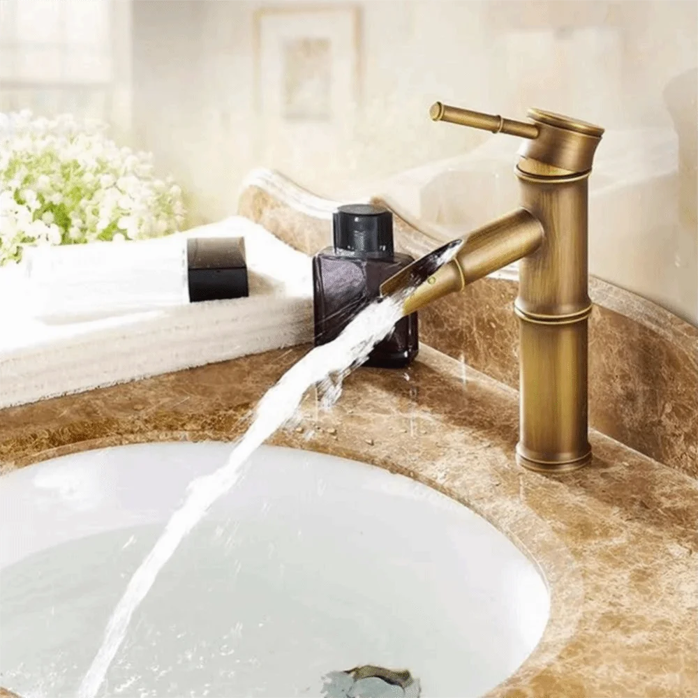 Brass Bamboo Shape Faucet Deck Mounted Cold Water