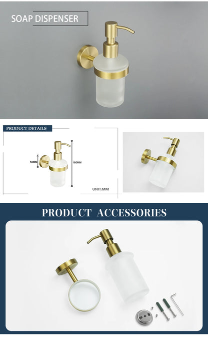 Brushed Gold Towel Bar Toilet Seat Rack Robe
