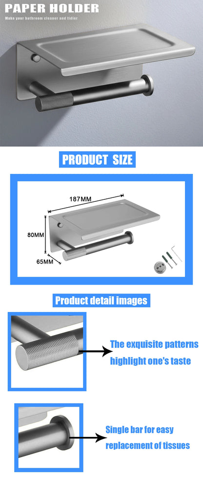 Brushed Nickel Bathroom Wall Mount Bath Shelf Robe