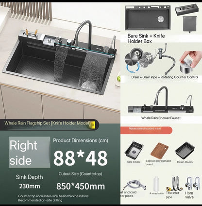 Digital Fly Rain Waterfall Sink Embossed Nano 304