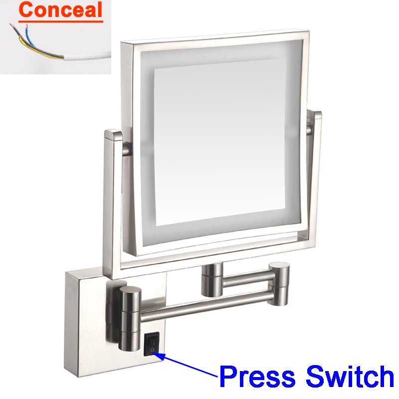 Led Bathroom Mirror 3x Magnifying Dual Arm Extendable
