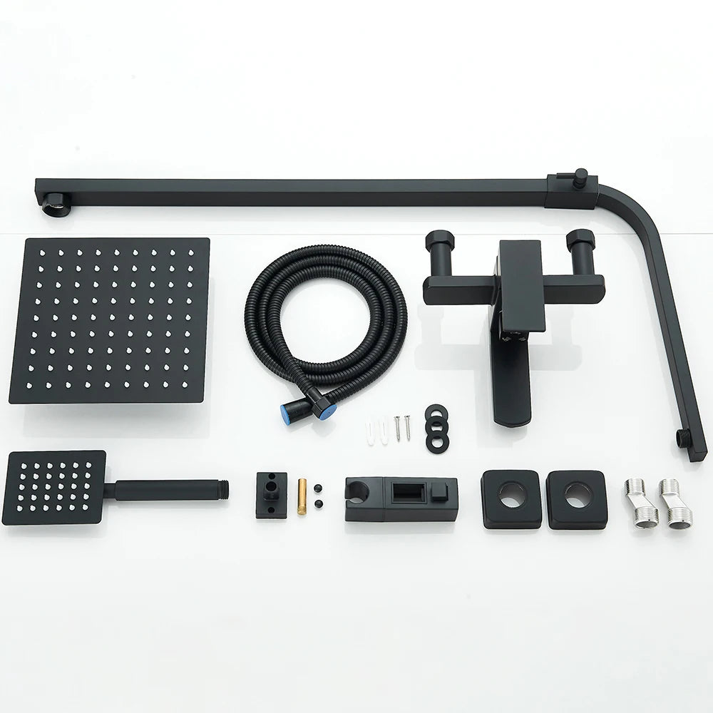 Black Luxury Bathroom Shower Faucet Wall Mounted Swivel