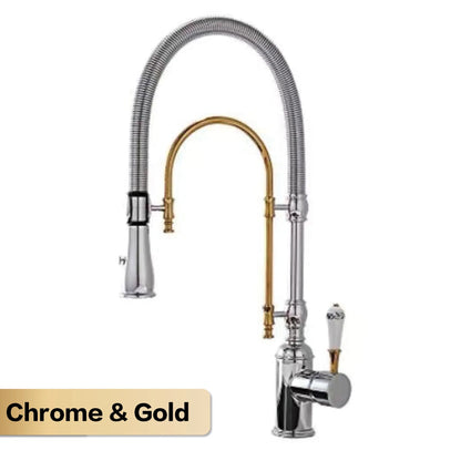 Aitana Luxury Golden Brass Faucet Retro Design Handle