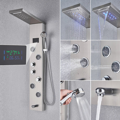 Golden Black Shower Panel Wall Rain Waterfall Shower