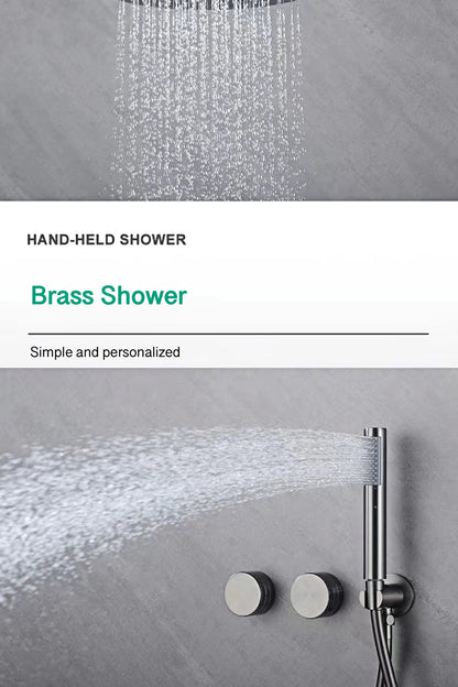 Luxury Gun Gray Brass Bathroom Shower System Concealed
