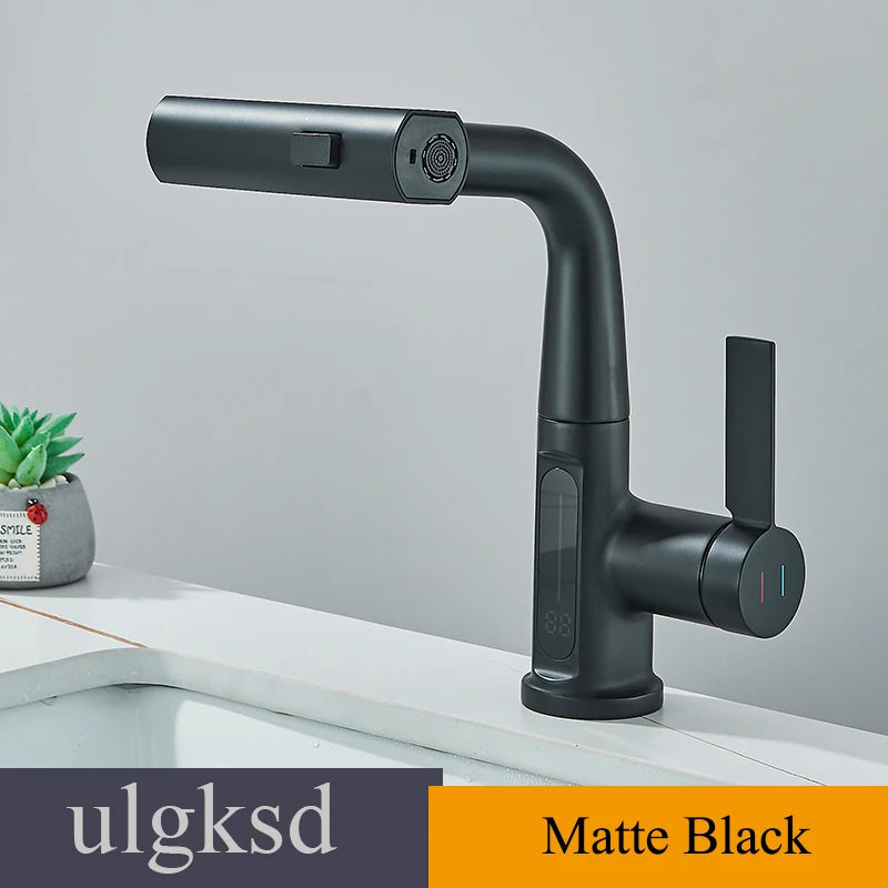 Lcd Bathroom Basin Faucet Digital Display Basin Tap