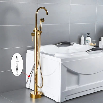 Kemaidi Antique Brass Bathtub Shower Faucet Floor Standing