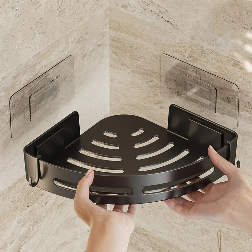 1/2/3pcs Plastic Bathroom Storage Rack Shampoo Holder Adhensive