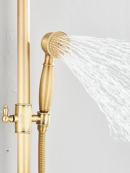 Retro Shower System Antique Brass Rainfall Shower Handheld