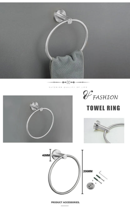 Brushed Nickel Bathroom Towel Bar Bath Robe Hook