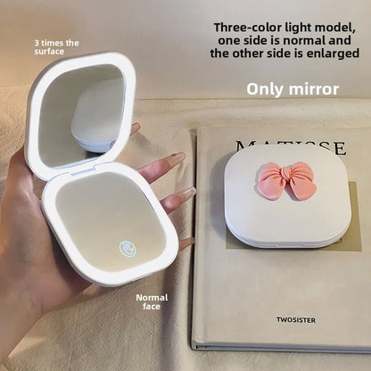1pcs Makeup Mirror Women Handheld Led Light Folding