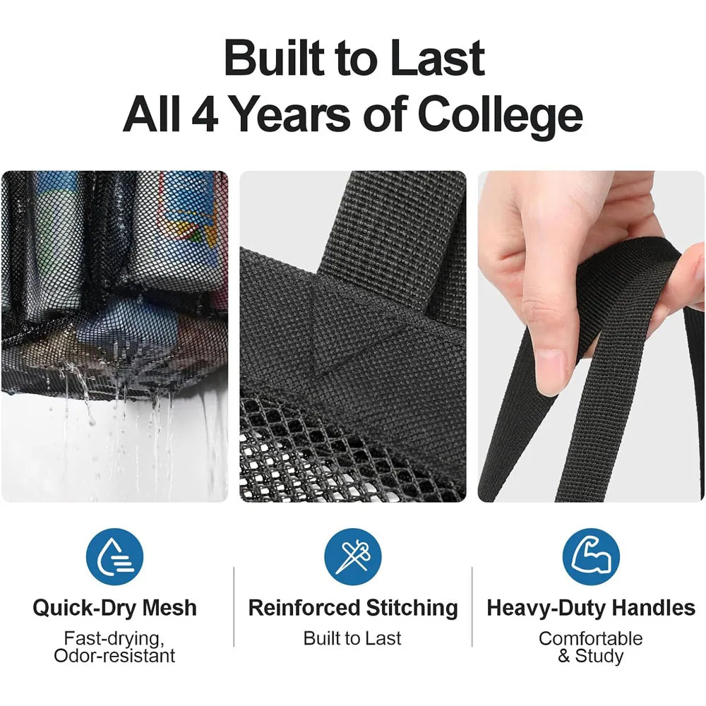 Mesh Shower Caddy College Dorm Room Essentials Pockets
