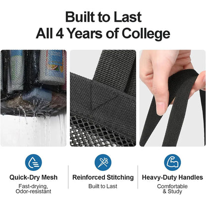 Mesh Shower Caddy College Dorm Room Essentials Pockets